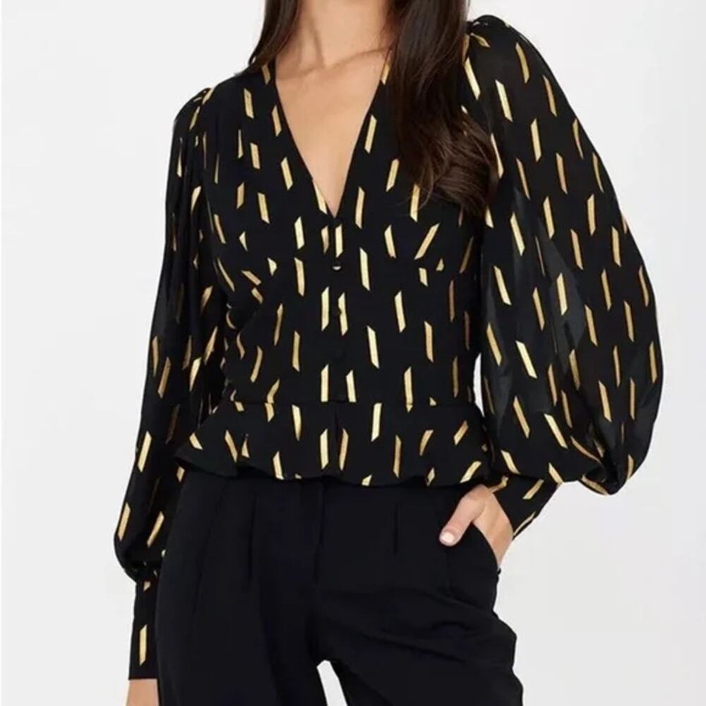 Yumi Kim Black and Gold Blouse